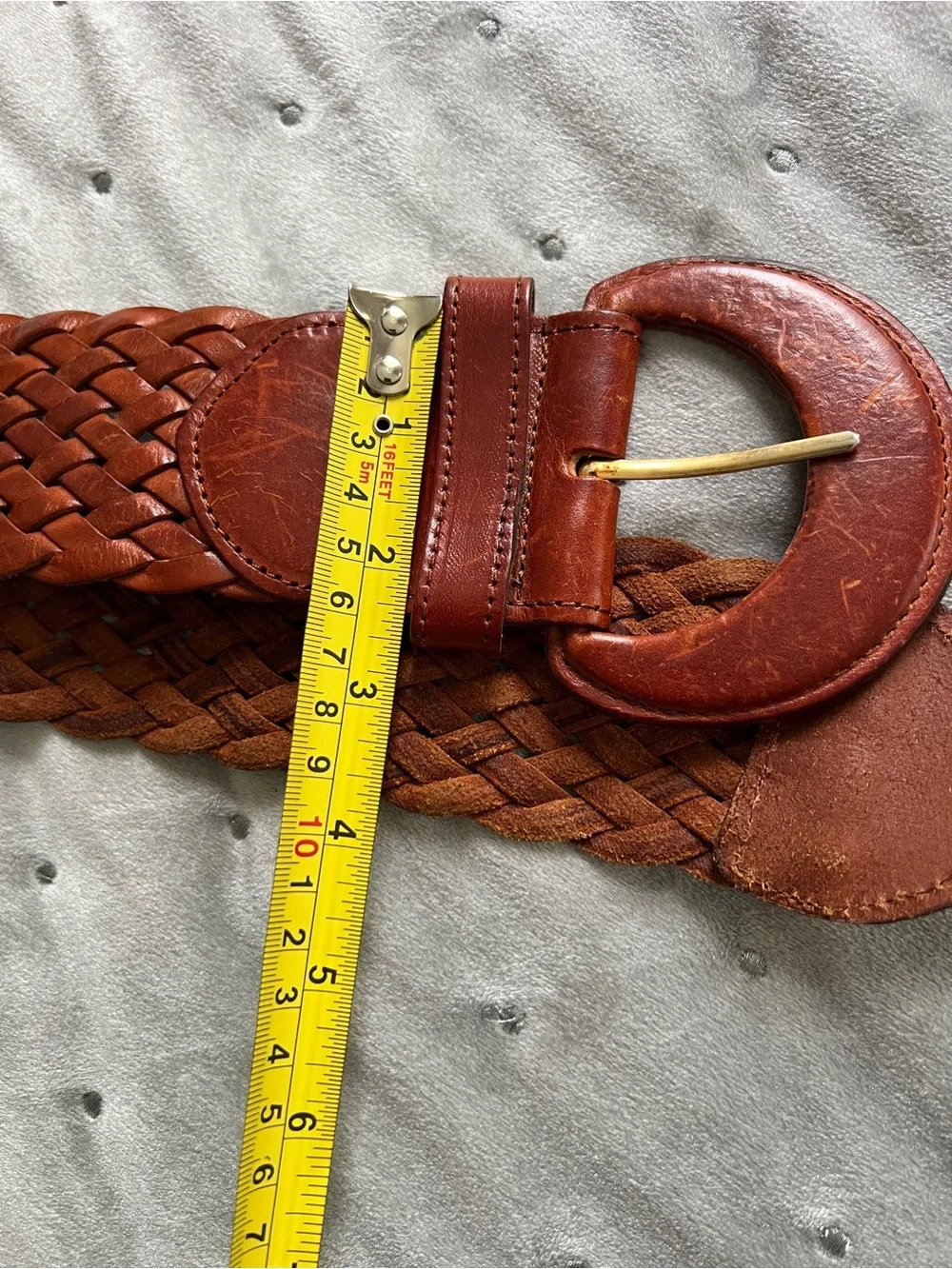 Vintage Boho Woven Brown Leather Belt Western Rustic Artisan